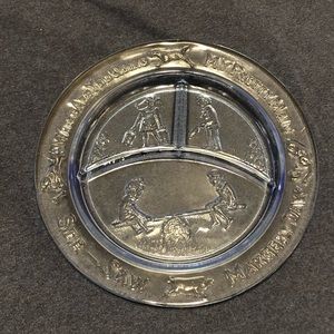 Vintage tiara blue divided children’s plate with nursery rhymes and pictures